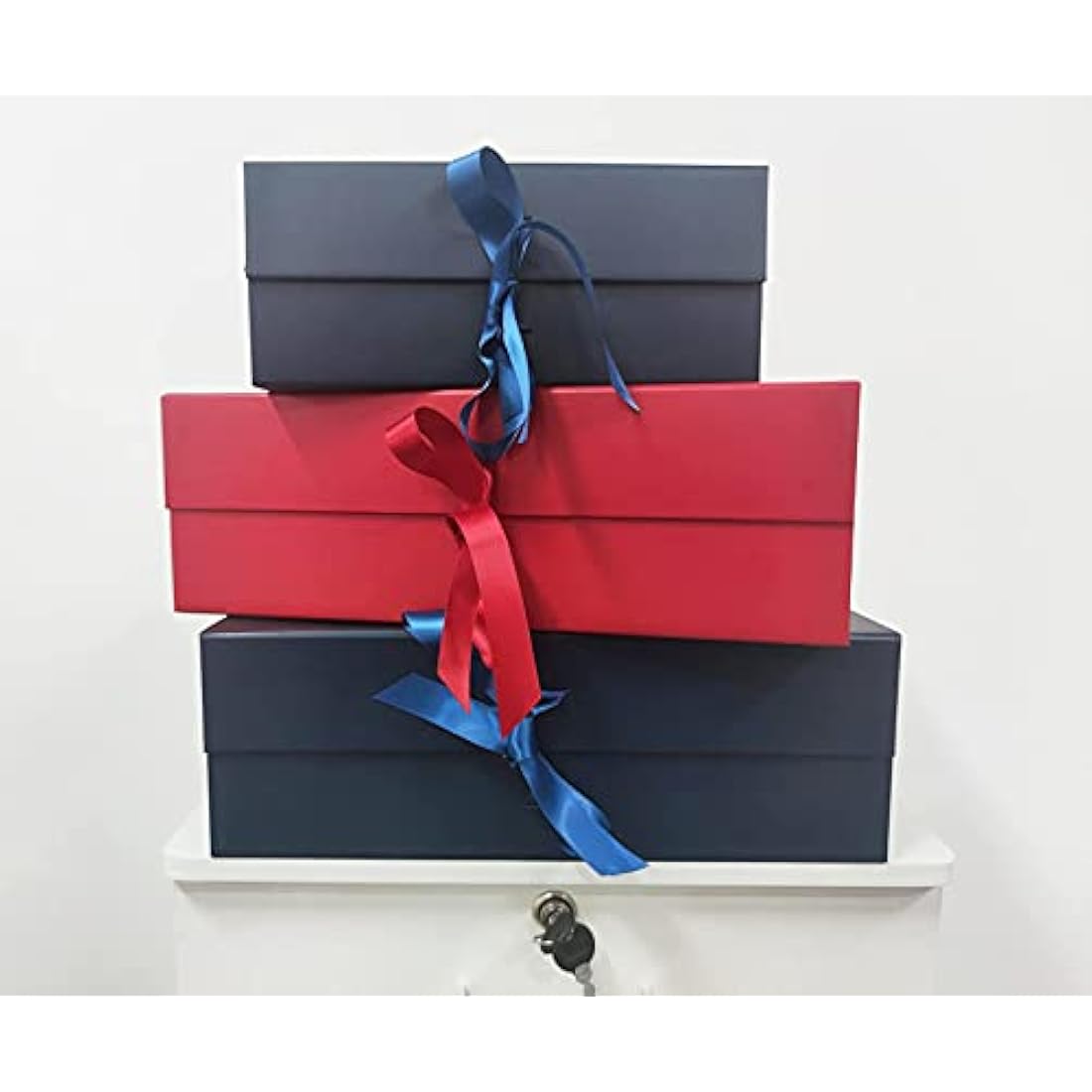 Jolof Store Blue Magnetic Gift Box with Ribbon – Large 33x26x11cm