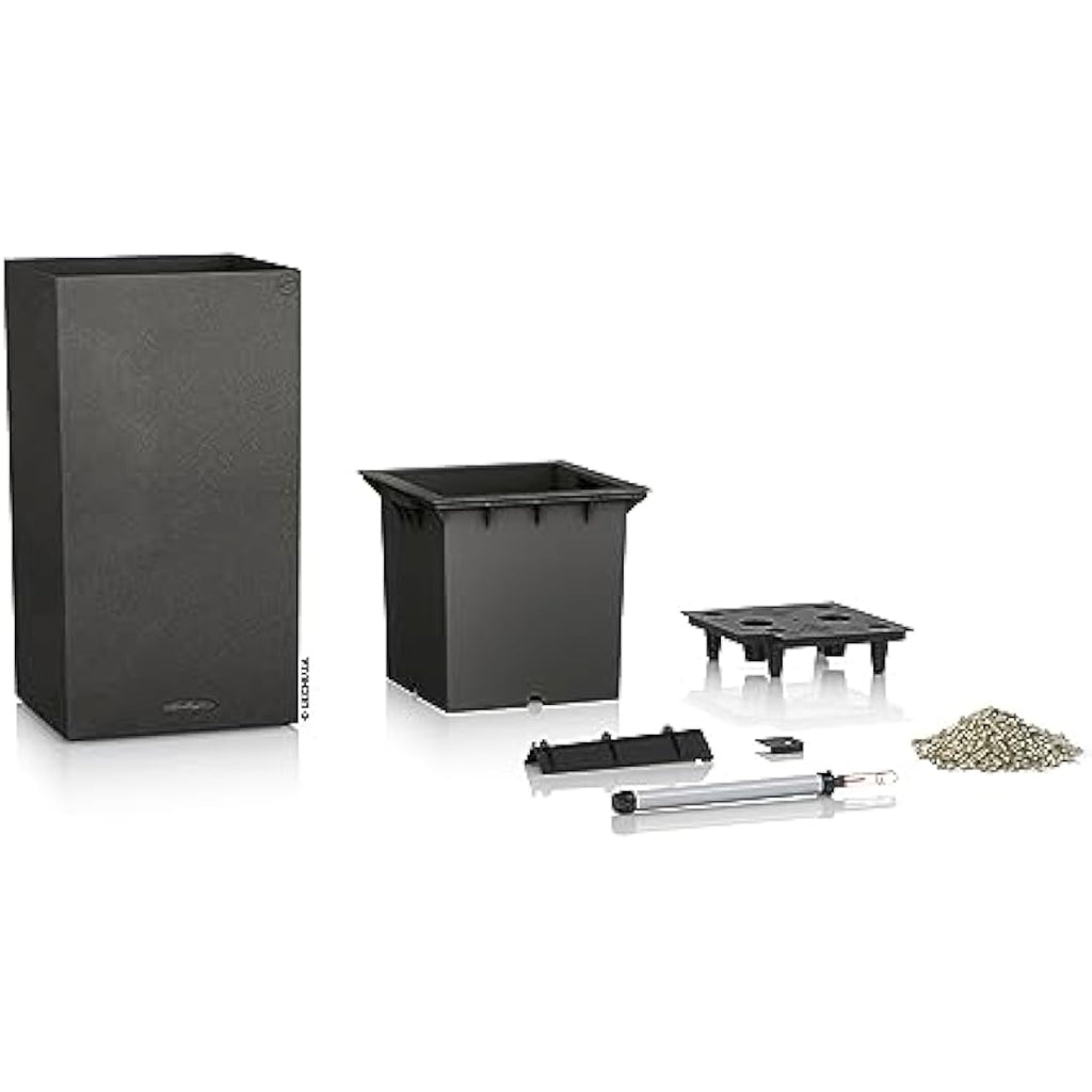 Lechuza CANTO Stone 40 High Self-Watering Planter | Graphite Black