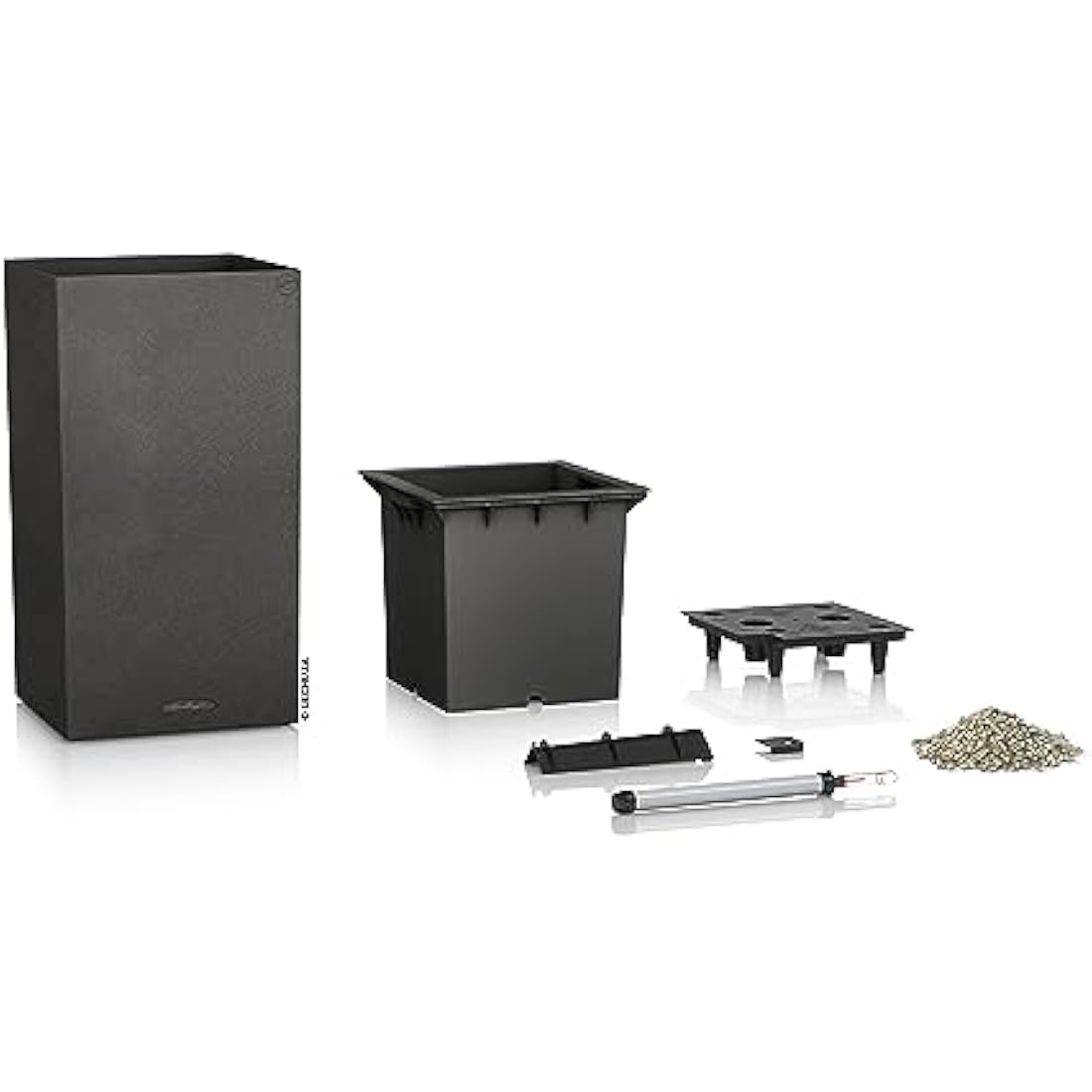 Lechuza CANTO Stone 40 High Self-Watering Planter | Graphite Black