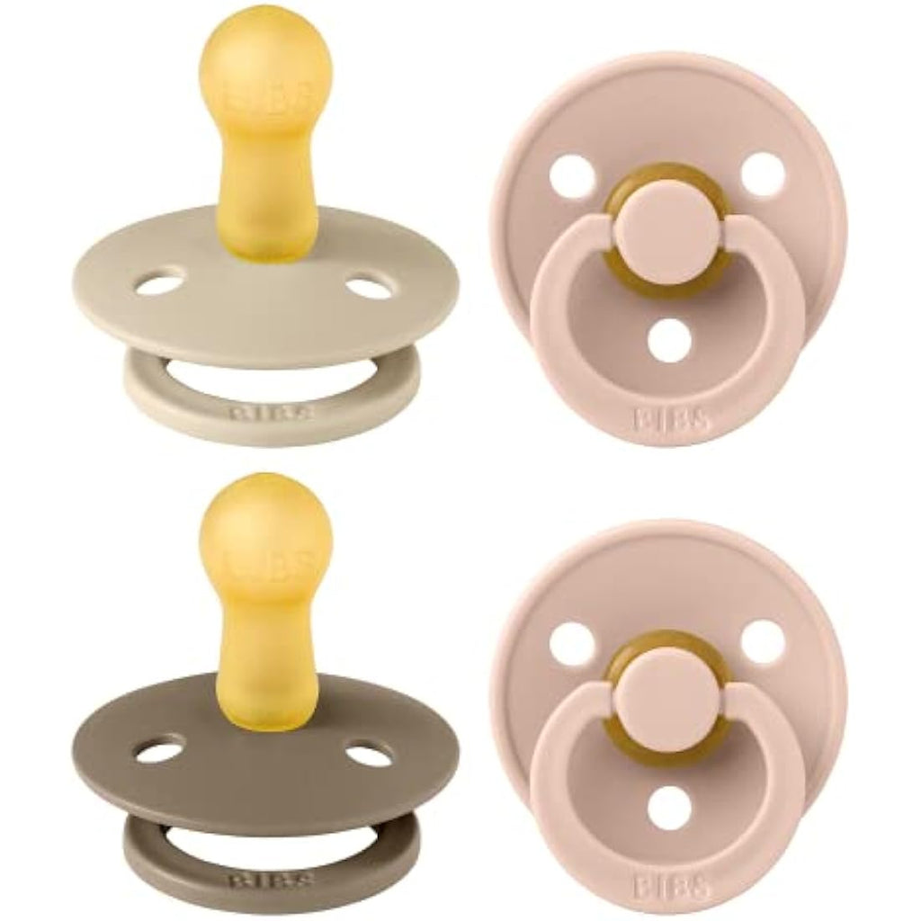 BIBS Colour Pacifier 4-Pack | Natural Rubber Latex Soothers, 6-18 Months