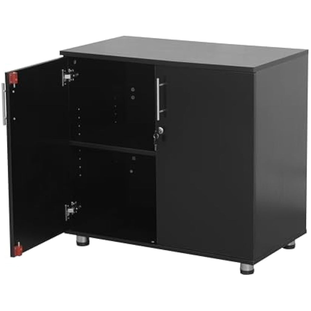 MMT Furniture Black Lockable Office Storage Cabinet | 75cm Desk Height