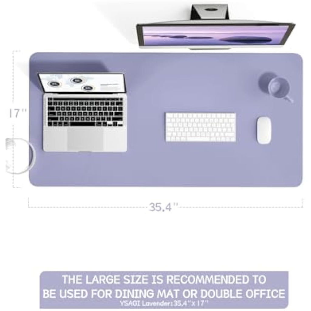 YSAGi PVC Leather Desk Pad – Large Waterproof Mouse Mat, Lavender