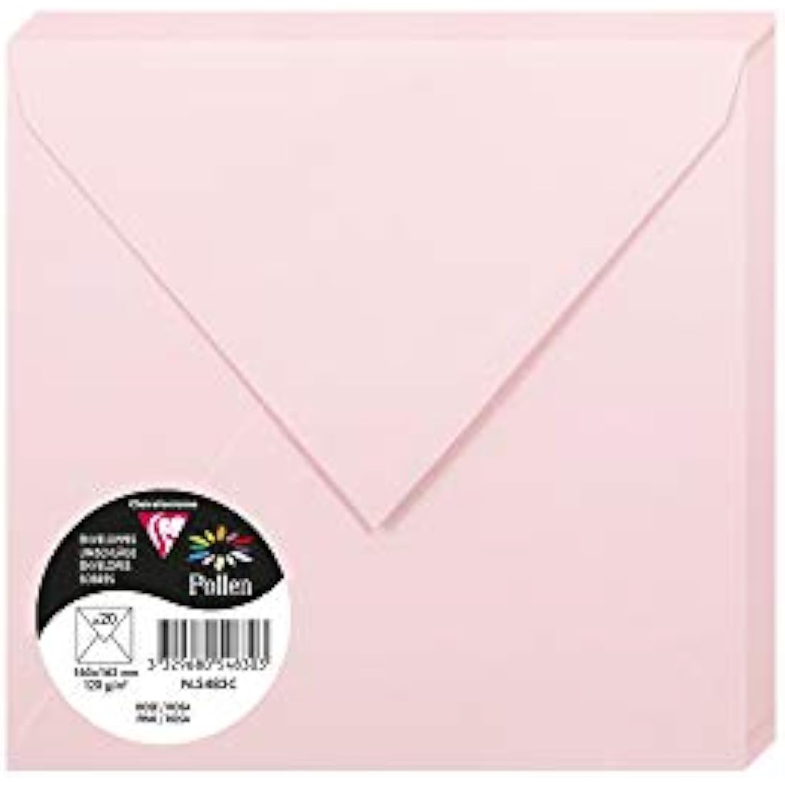 Clairefontaine Pollen Pink Square Envelopes - 165x165mm (Pack of 20)