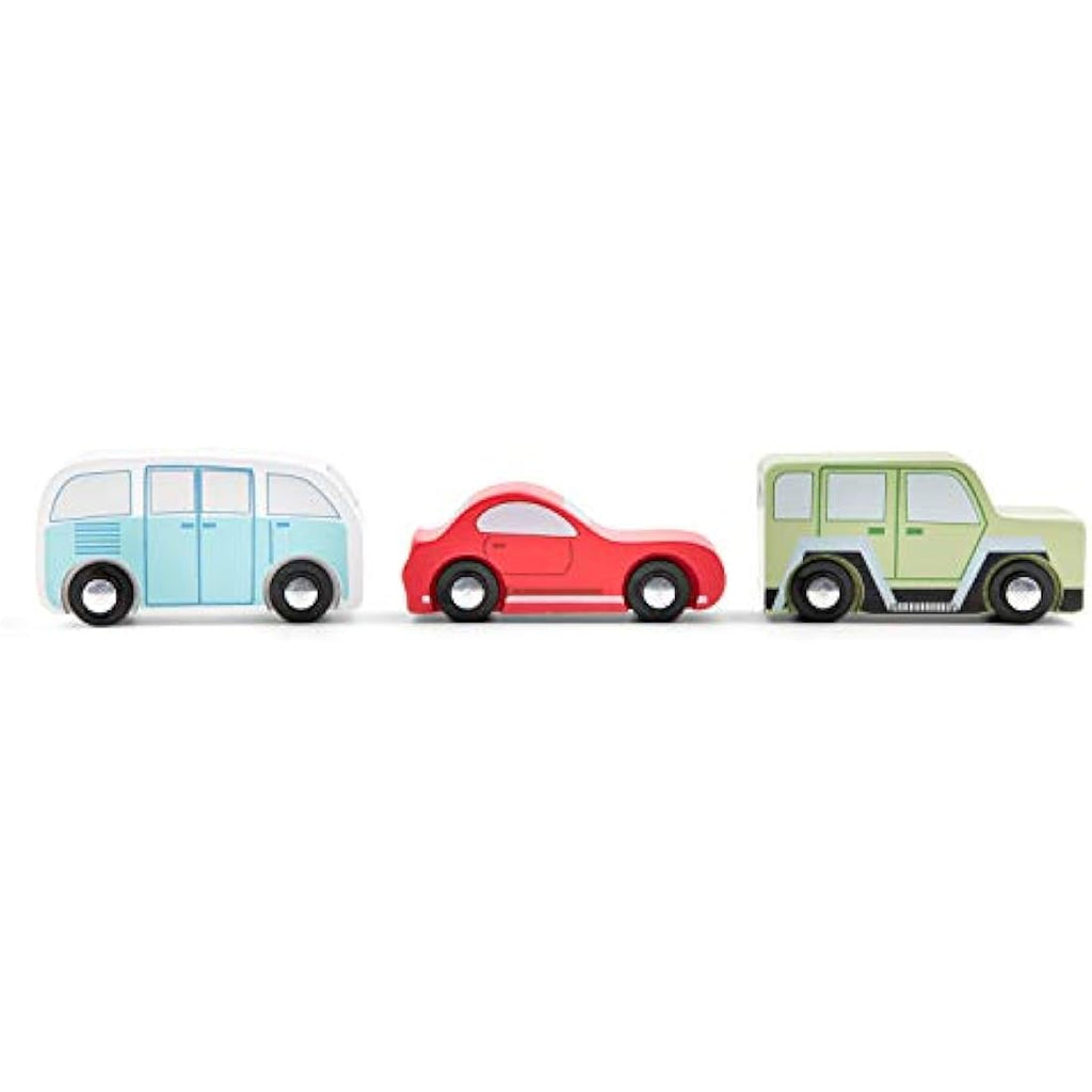New Classic Toys Wooden Cars Set – 3 Piece Montessori Toy Vehicles