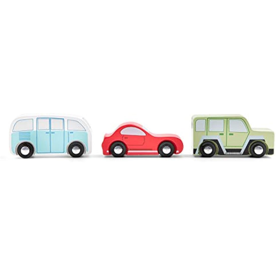 New Classic Toys Wooden Cars Set – 3 Piece Montessori Toy Vehicles