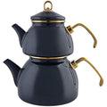 Karaca Retro Enamel Teapot and Kettle Set - Anthracite - Induction Safe