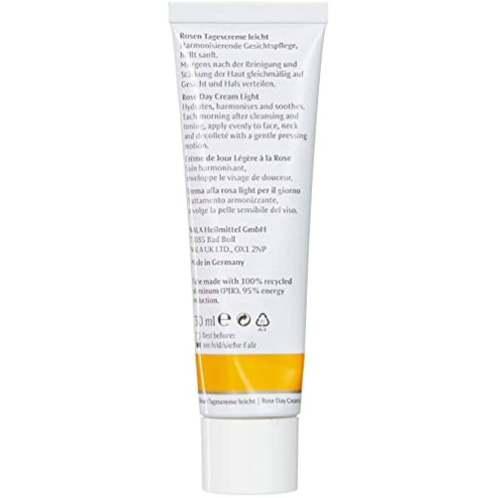 Dr. Hauschka Rose Day Cream Light – Organic Face Moisturizer, 30 ml