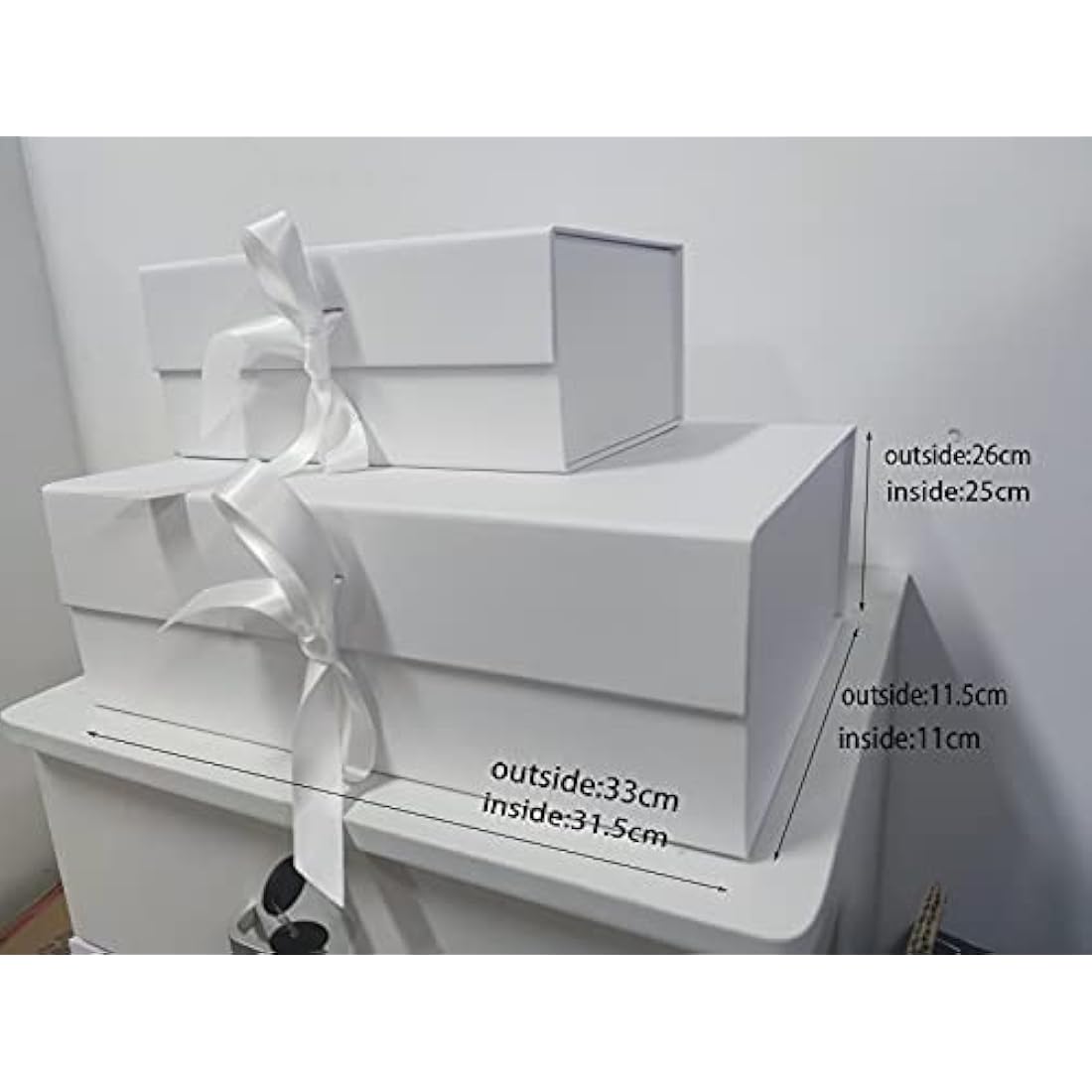 Jolof Store Large White Magnetic Gift Box with Ribbon – 33x26x11cm