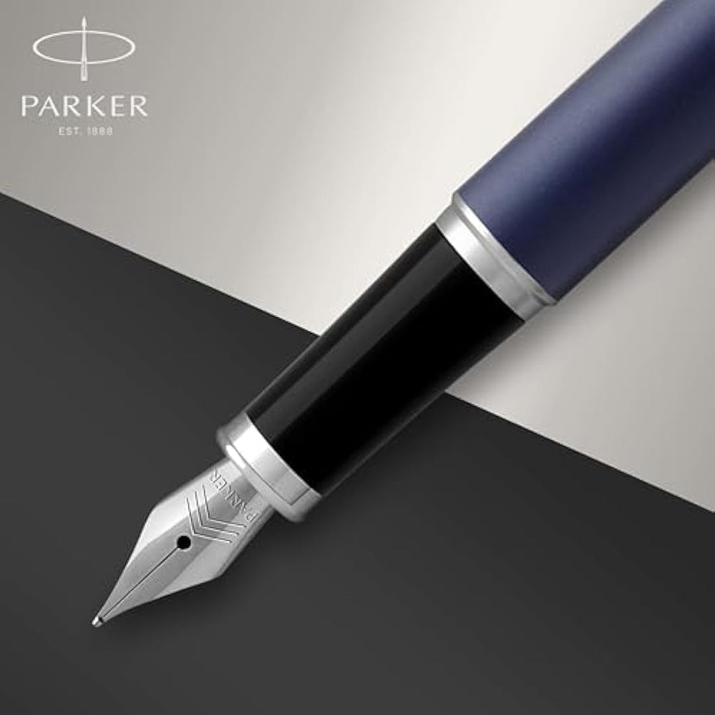 Parker IM Fountain Pen - Matte Blue, Medium Nib with Blue Ink Refill