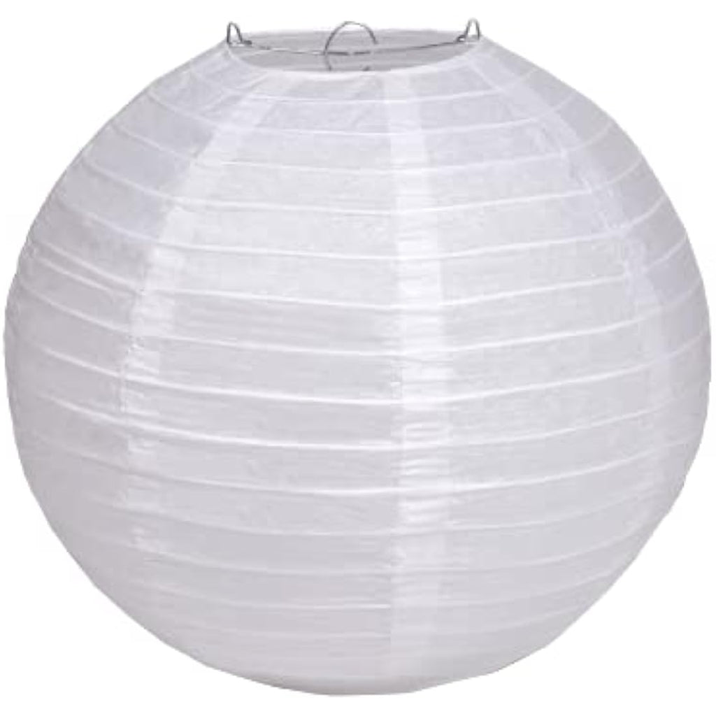 White Round Paper Lanterns – 12 Inch Hanging Lamps, 3 Pack