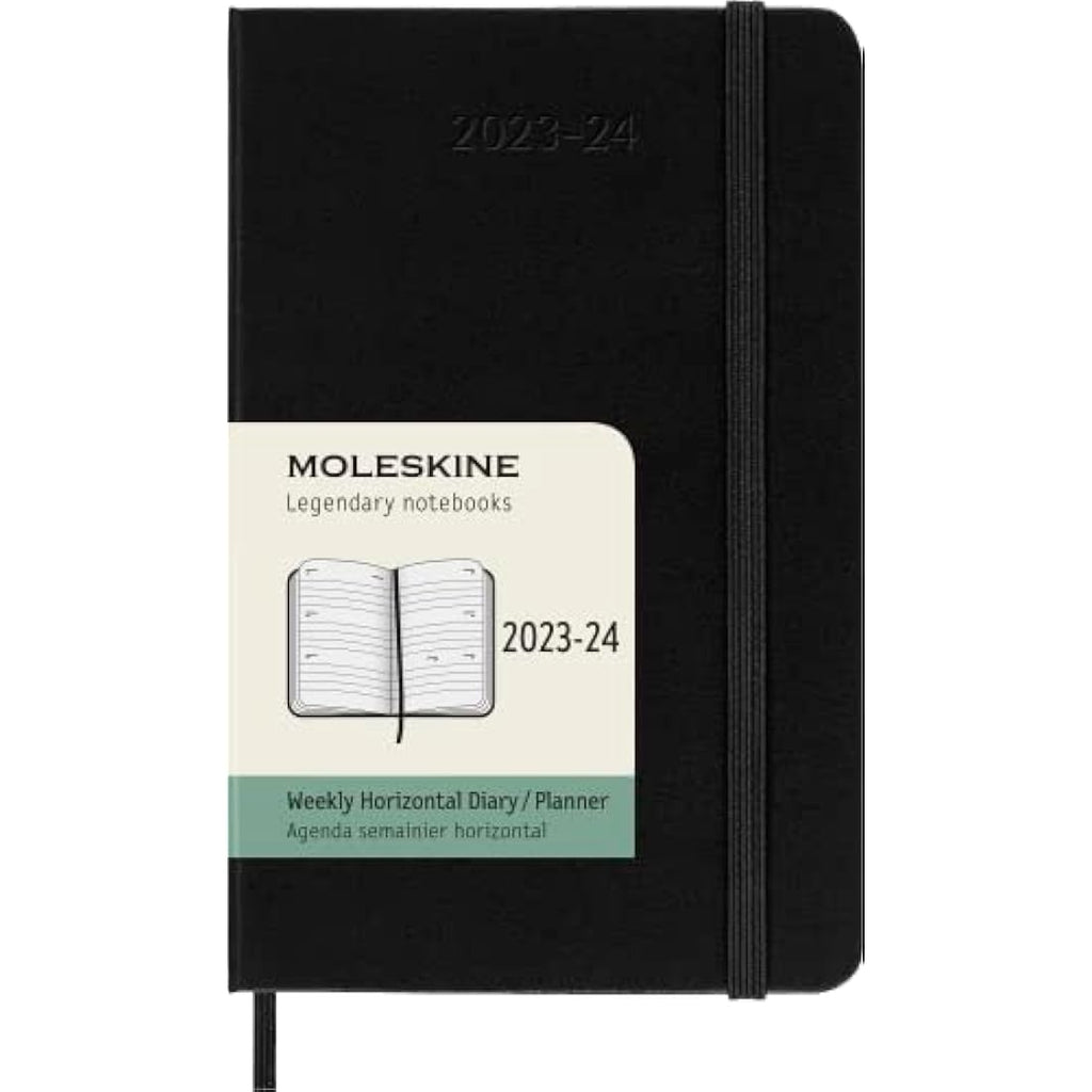 Moleskine 18-Month Weekly Planner – Horizontal Hard Cover Pocket, Black