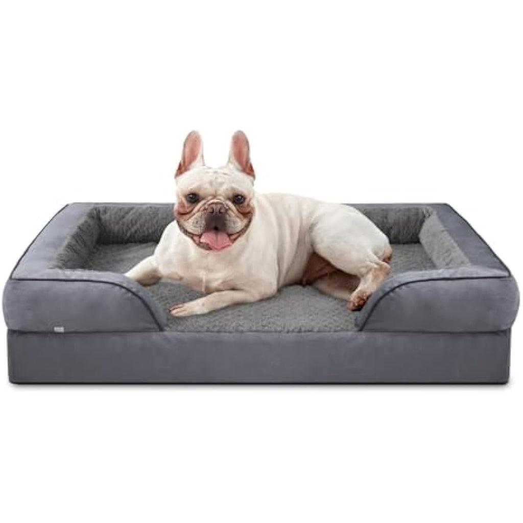 JOEJOY Orthopedic Memory Foam Dog Bed – Washable Bolster Pet Sofa