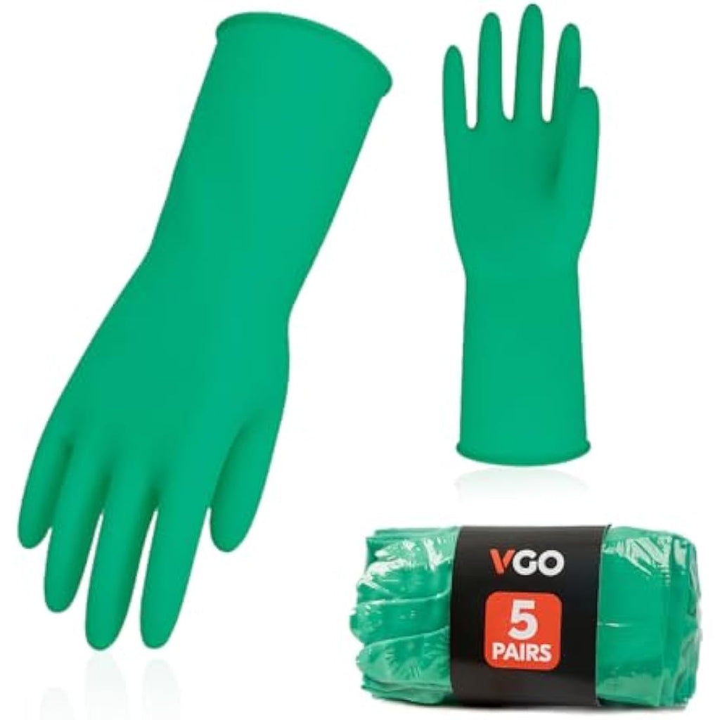 Vgo Reusable Rubber Dishwashing Gloves – Extra Thick Long Sleeve Kitchen