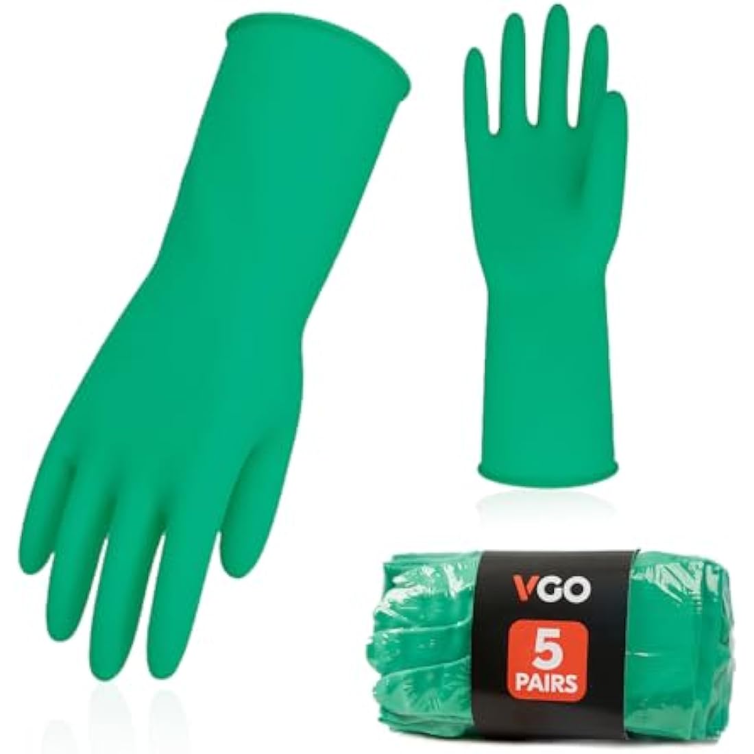 Vgo Reusable Rubber Dishwashing Gloves – Extra Thick Long Sleeve Kitchen
