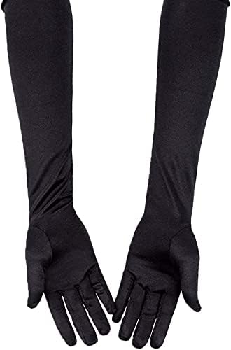 21" Satin Opera Gloves – 1920s Stretchy Long Elbow Gloves