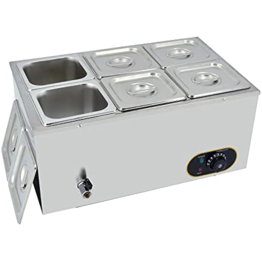 Jolof Store Commercial Bain Marie - 6 Pan Stainless Steel Food Warmer