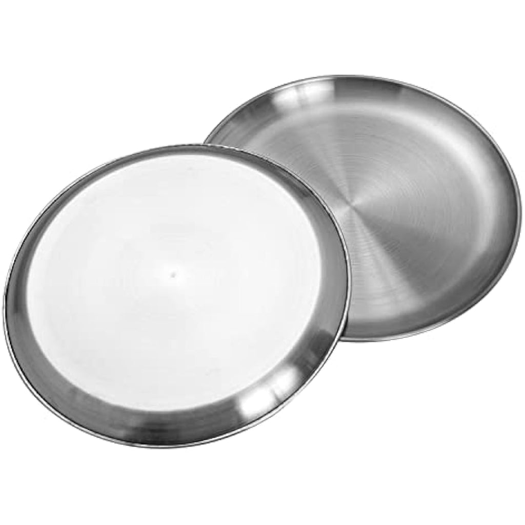 WANBY 304 Stainless Steel Plates | 9-Inch Unbreakable Metal Dishes (10 Pcs)