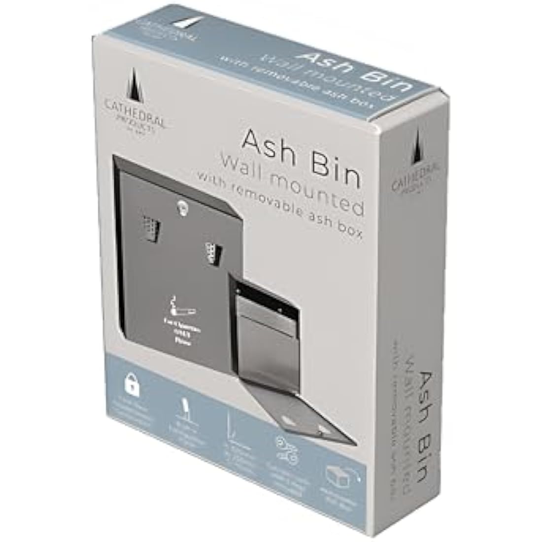 Cathedral Outdoor Ashtray | 3.1L Wall-Mounted Bin with Security Lock