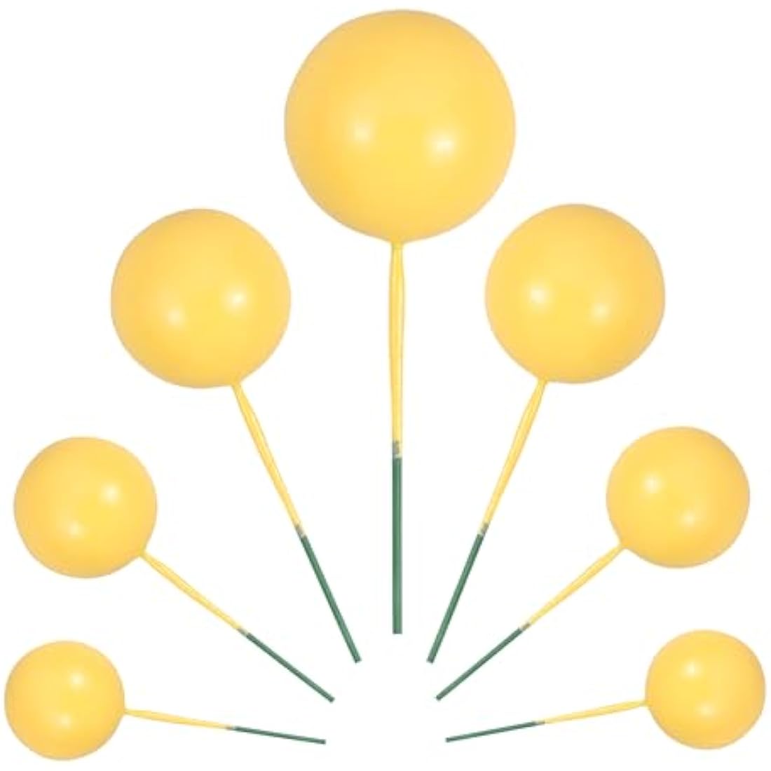 Gyufise 30Pcs Yellow Foam Ball Cake Toppers – Mini Balloon Cupcake Picks