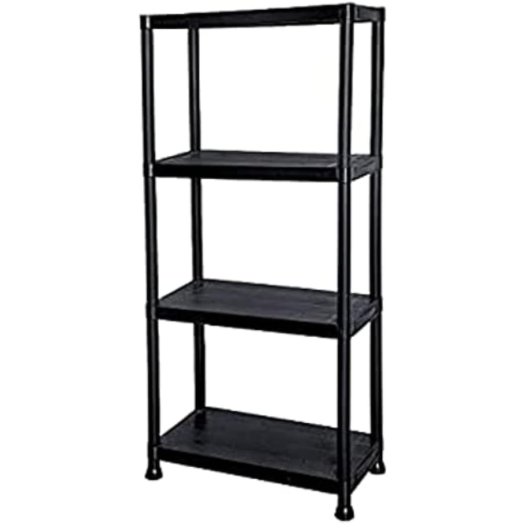 TAHA 4 Tier Black Plastic Garage Shelving Unit - 133x60x30cm