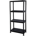 TAHA 4 Tier Black Plastic Garage Shelving Unit - 133x60x30cm
