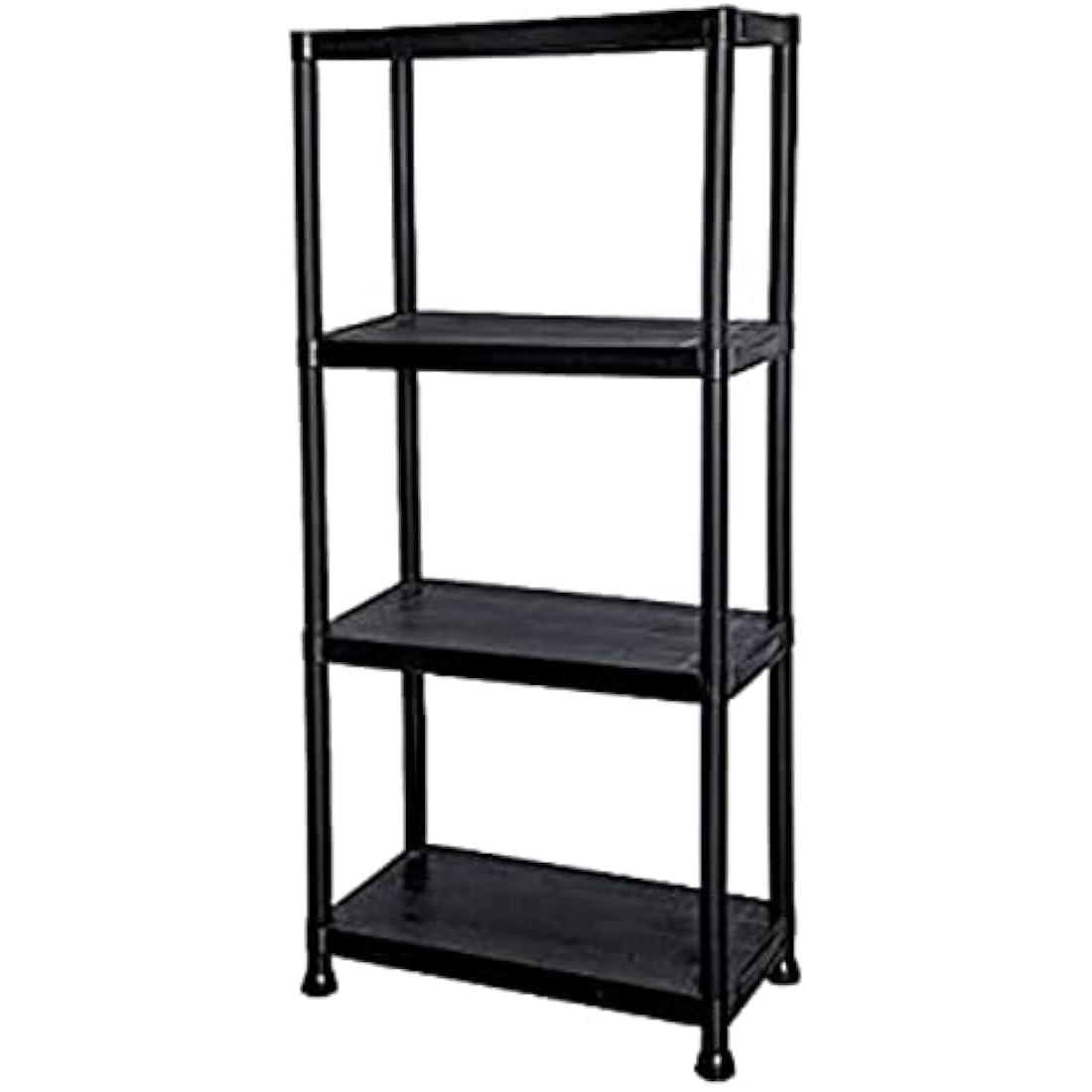 TAHA 4 Tier Black Plastic Garage Shelving Unit - 133x60x30cm