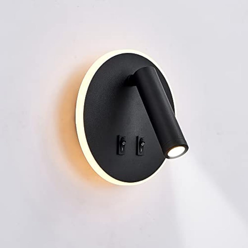uksunvi LED Bedside Reading Wall Lamp – 12W Adjustable Spotlight, Black