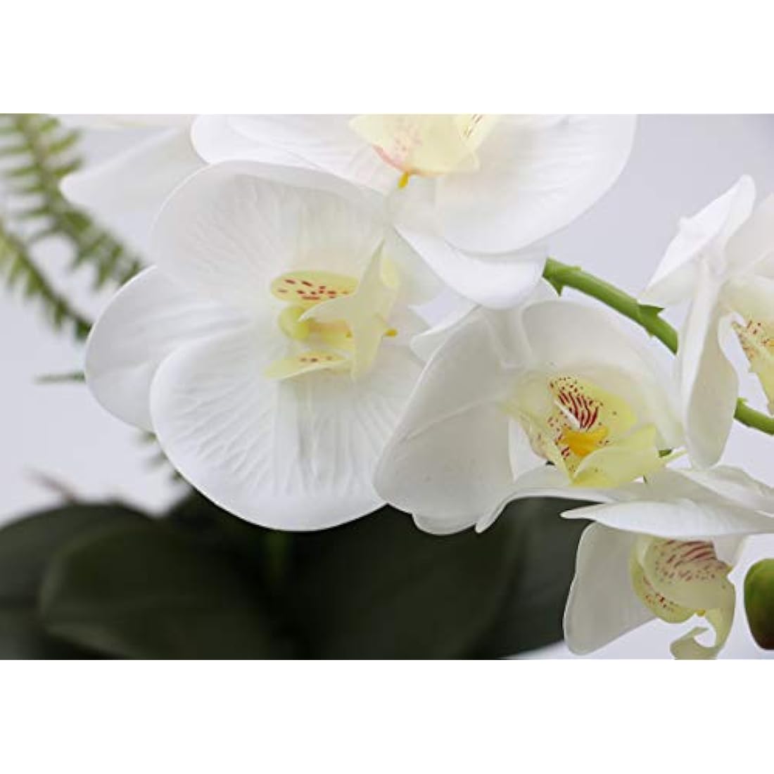 Artificial White Orchid – 17" Potted Faux Phalaenopsis Bonsai