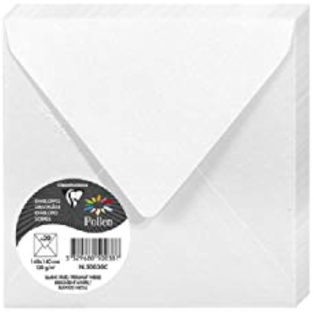 Clairefontaine Pollen Iridescent Square Envelopes - White 140mm (20 Pack)