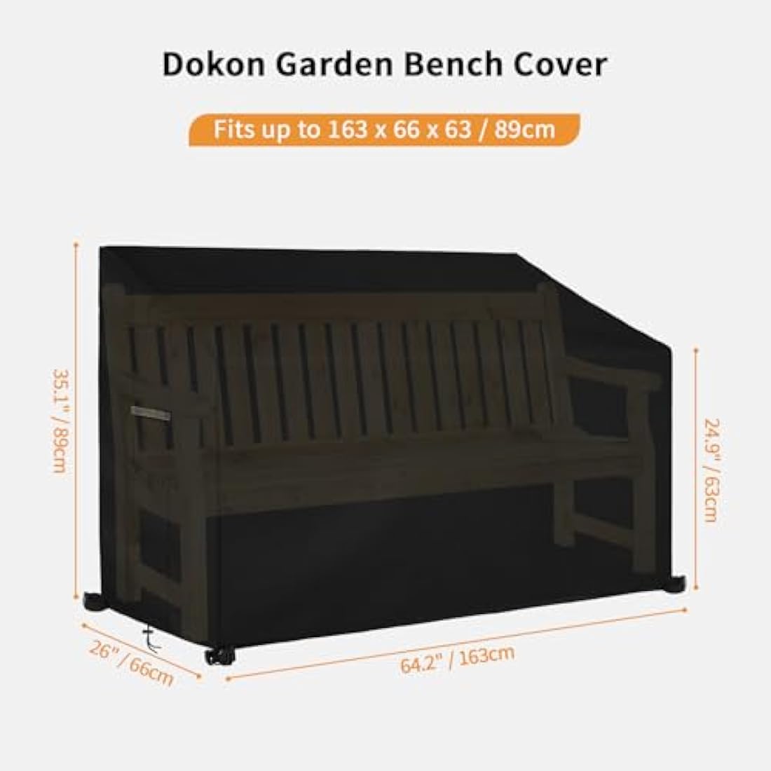 Dokon 3-Seater Garden Bench Cover | Waterproof Heavy Duty Oxford - Black