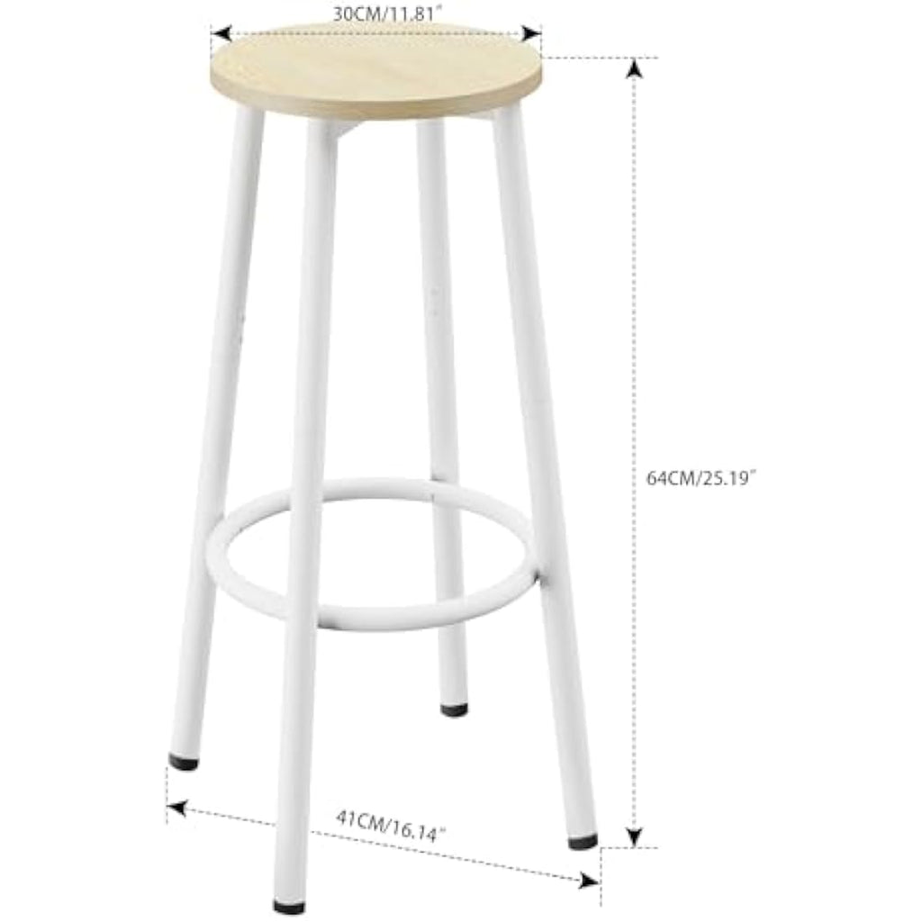 YMYNY Industrial Bar Stools Set of 2 | 64CM Round Kitchen Stools