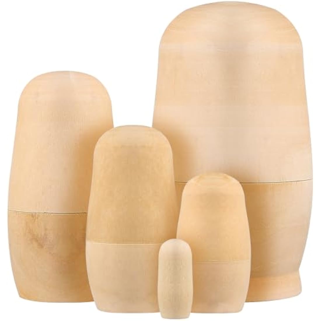 Tomaibaby Unpainted Russian Nesting Dolls – 5pc DIY Wooden Matryoshka