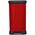 Curver 50L Kitchen Pedal Bin – Recycled Metal Effect Soft Close - Red