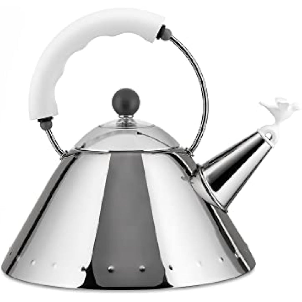 Alessi Whistling Water Kettle – Stainless Steel & White by Michael Graves