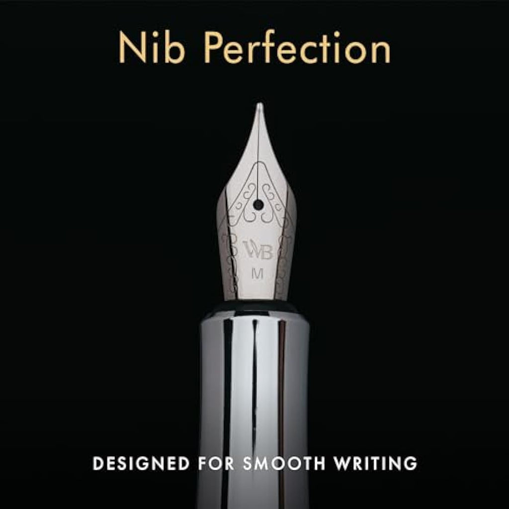 Wordsworth and Black Fountain Pen - Mini EDC Pocket Pen, Chrome Finish