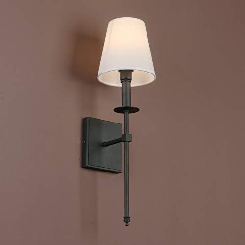 Yosoan Vintage Modern Wall Sconce with Linen Shade - Set of 2, Black