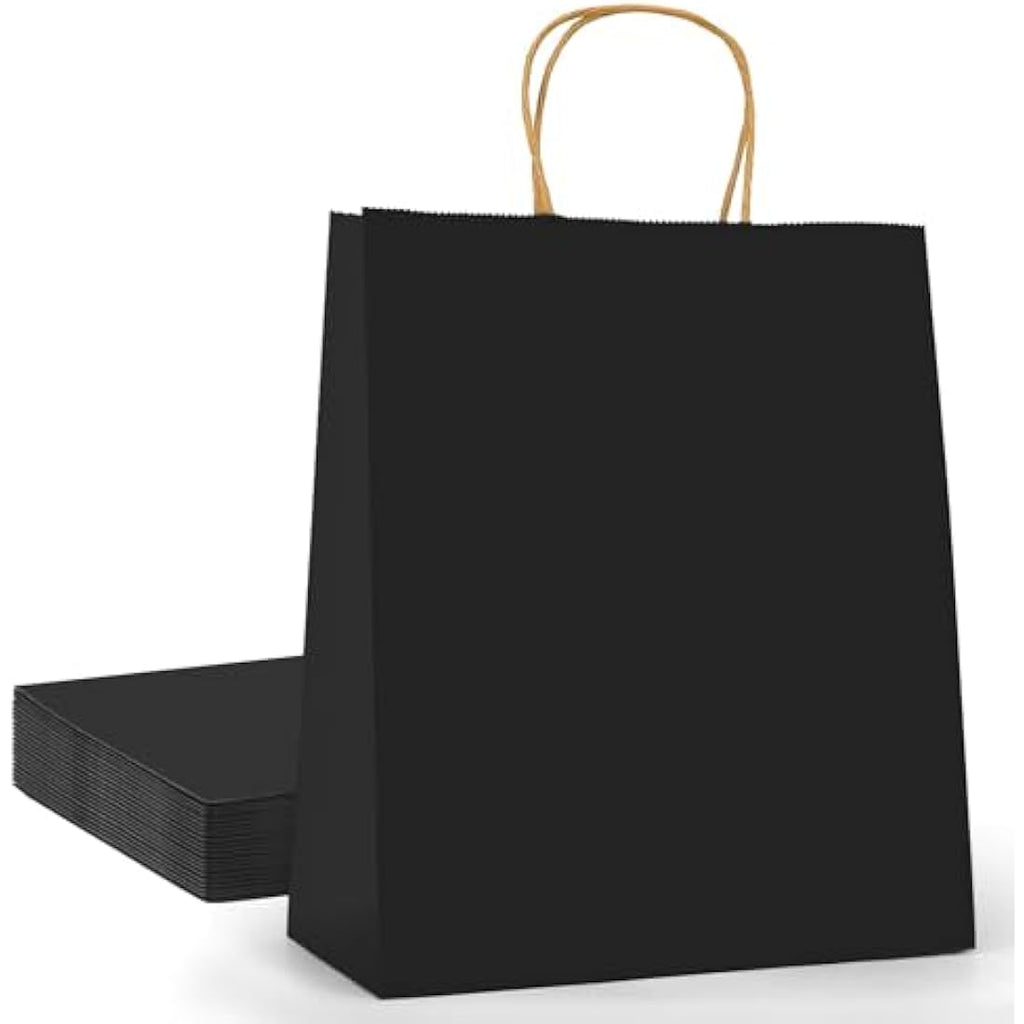 Large Black Paper Gift Bags with Handles - 18 Pack