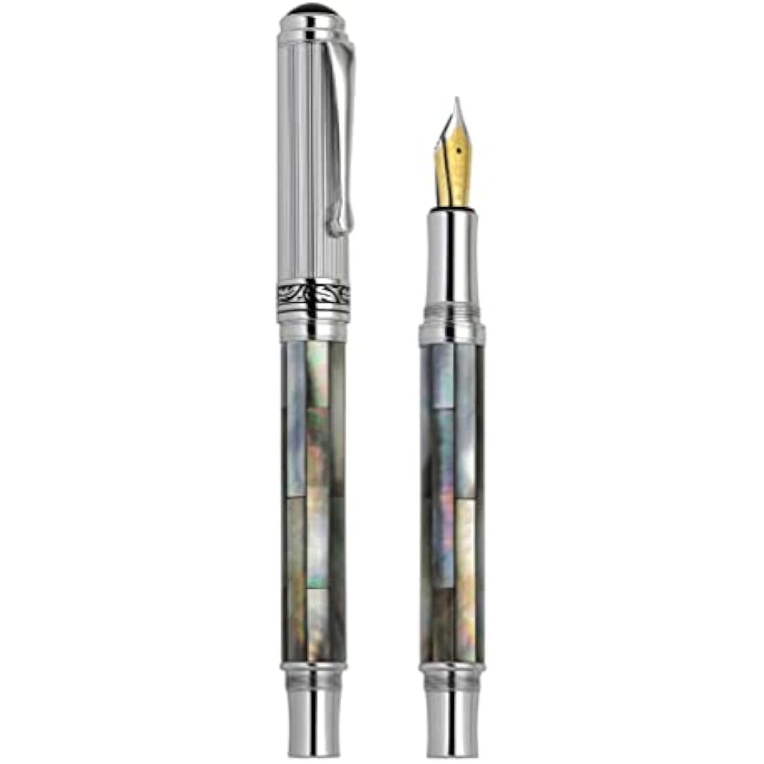 Xezo Maestro Black Mother of Pearl Fountain Pen | Medium Nib Handmade