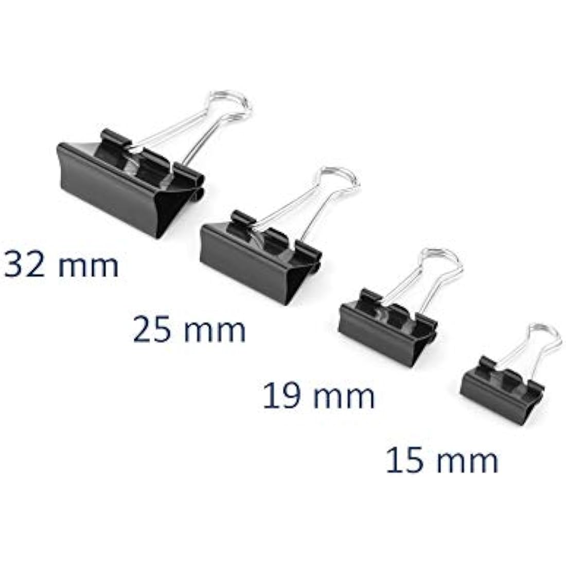 D.RECT 25mm Binder Clips – Black Multi-Purpose Paper Clamps, 144 Pack