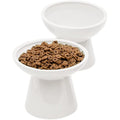CEEFU Elevated Ceramic Cat Bowls - 2 Pack Wide Whisker-Friendly Shallow Plates