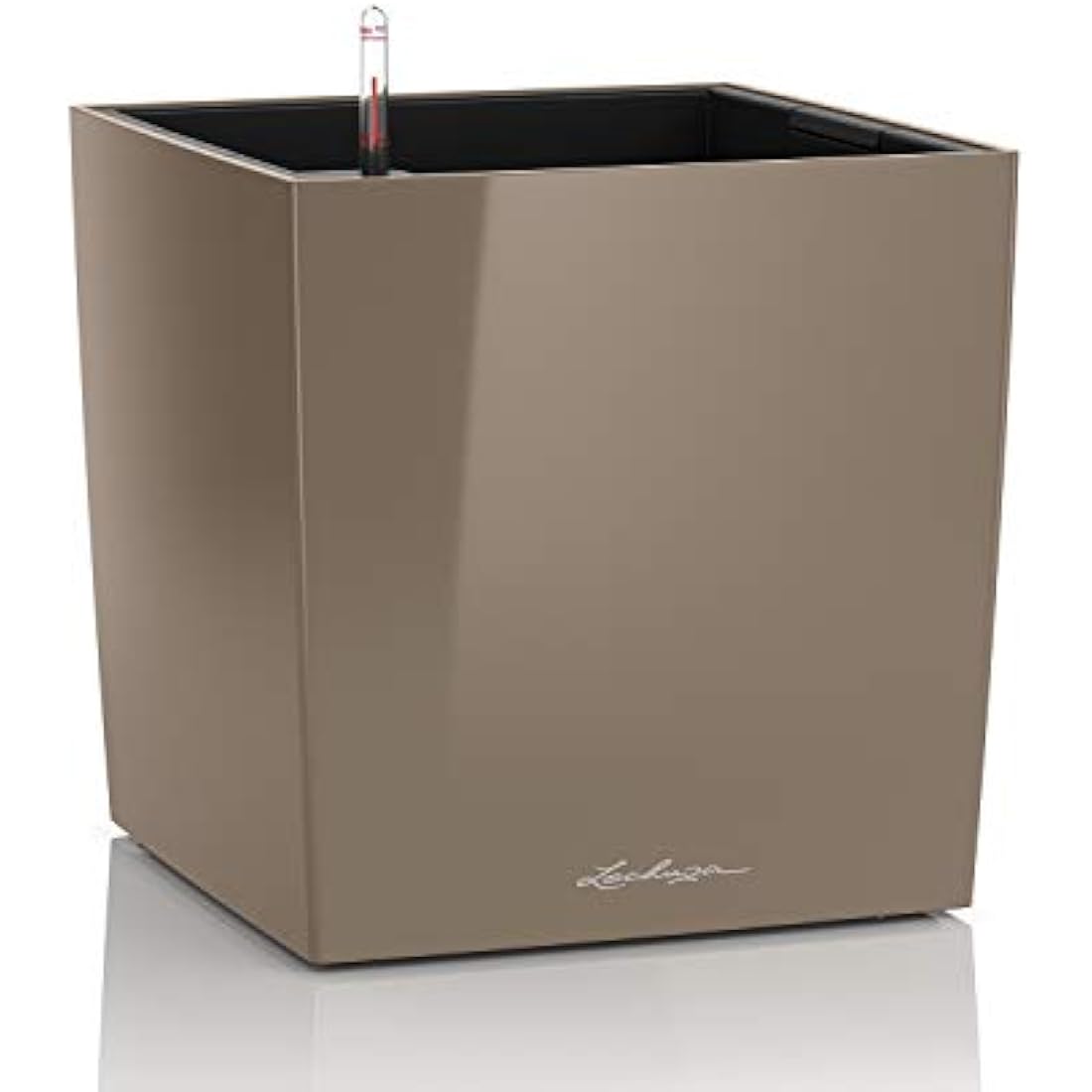 LECHUZA CUBE Premium 50 Self-Watering Planter - Taupe High Gloss