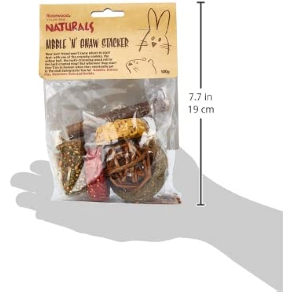 Rosewood Naturals Nibble ‘N’ Gnaw Stacker – Natural Small Animal Treat Toy