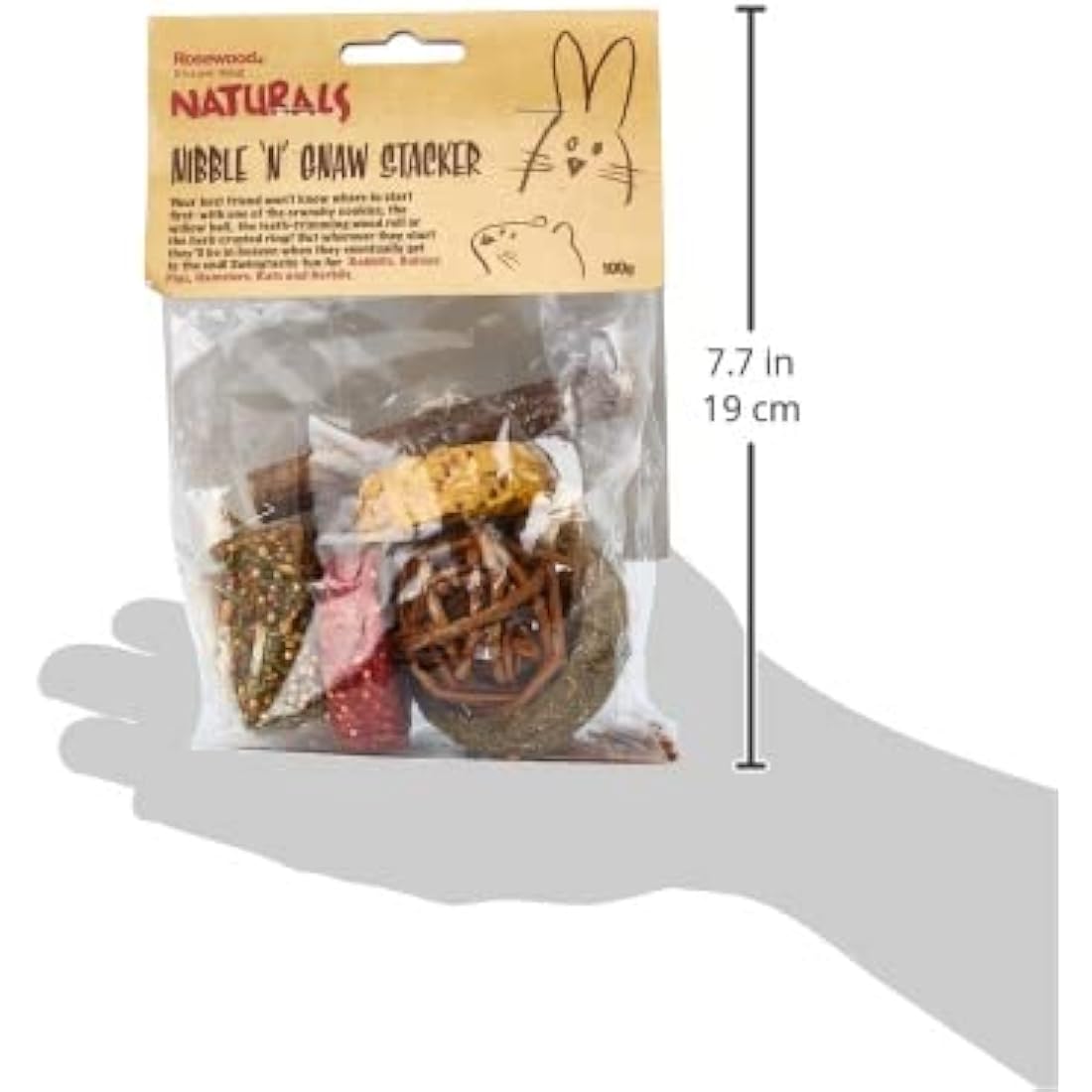 Rosewood Naturals Nibble ‘N’ Gnaw Stacker – Natural Small Animal Treat Toy