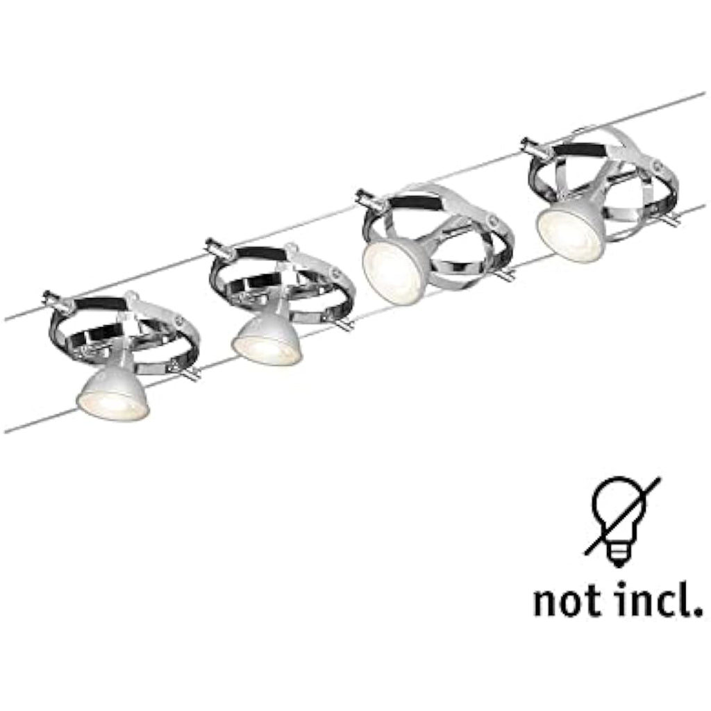 Paulmann Cardan Cable Lighting System – 4-Light Wire Set in Matt Chrome