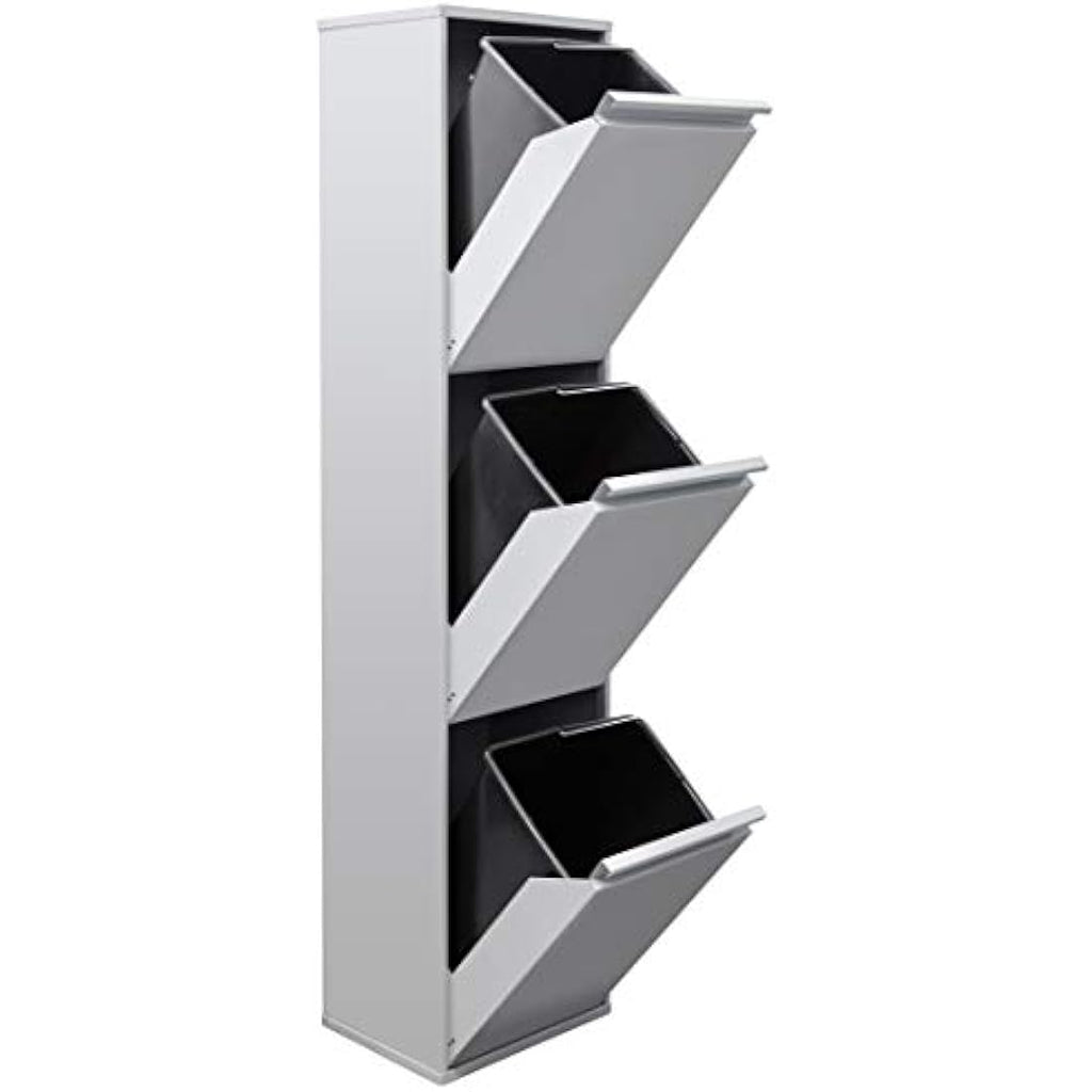 Arregui Basic Steel Recycling Bin | 3-Door Waste Cabinet, 51L - Light Grey