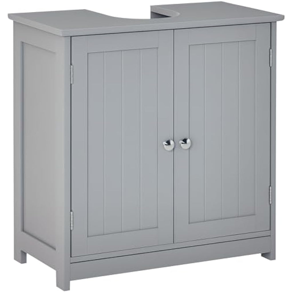 kleankin Under-Sink Bathroom Storage Cabinet – Adjustable Shelf, Grey