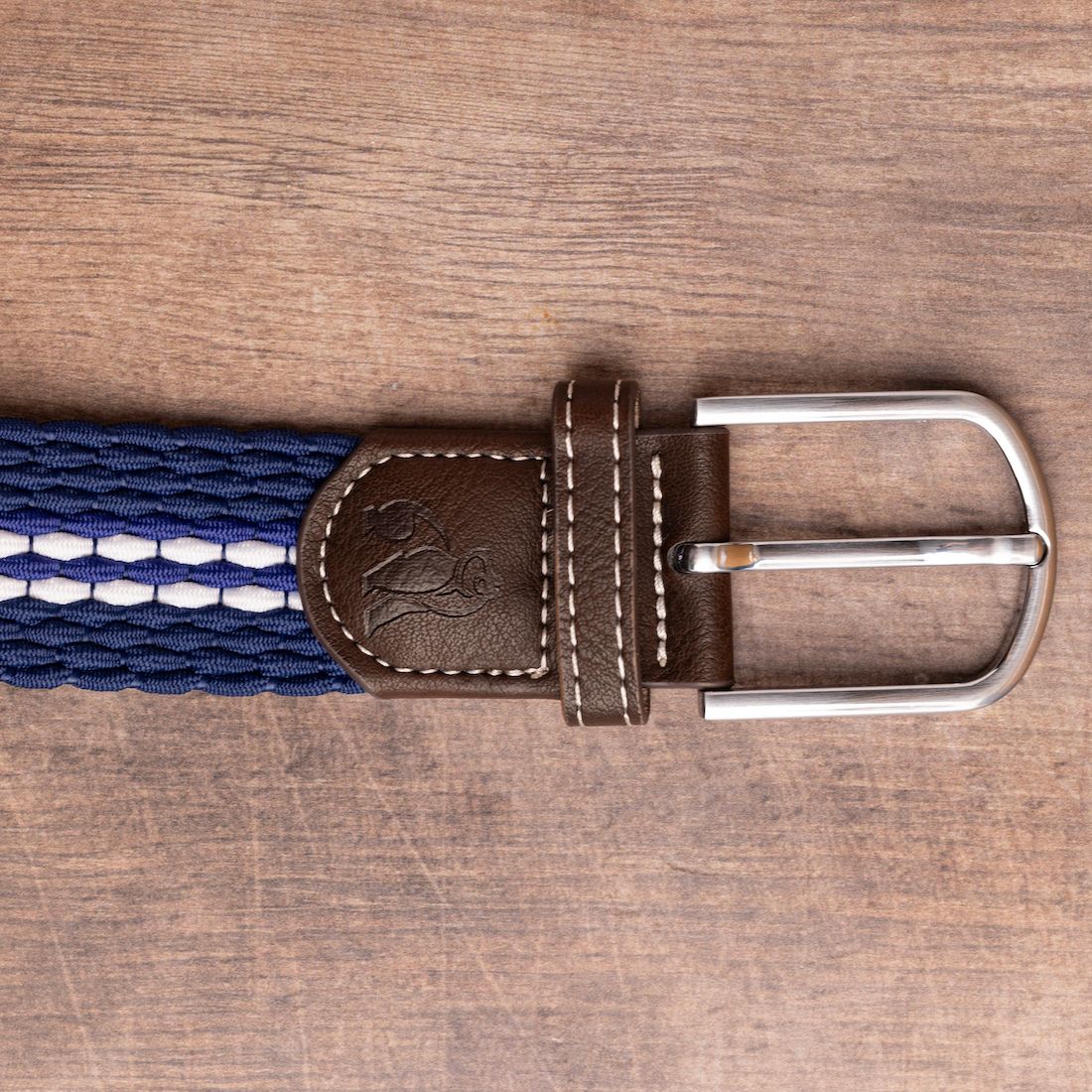 Swole Panda Woven Belt – White Fine Stripe Recycled Elasticated Belt