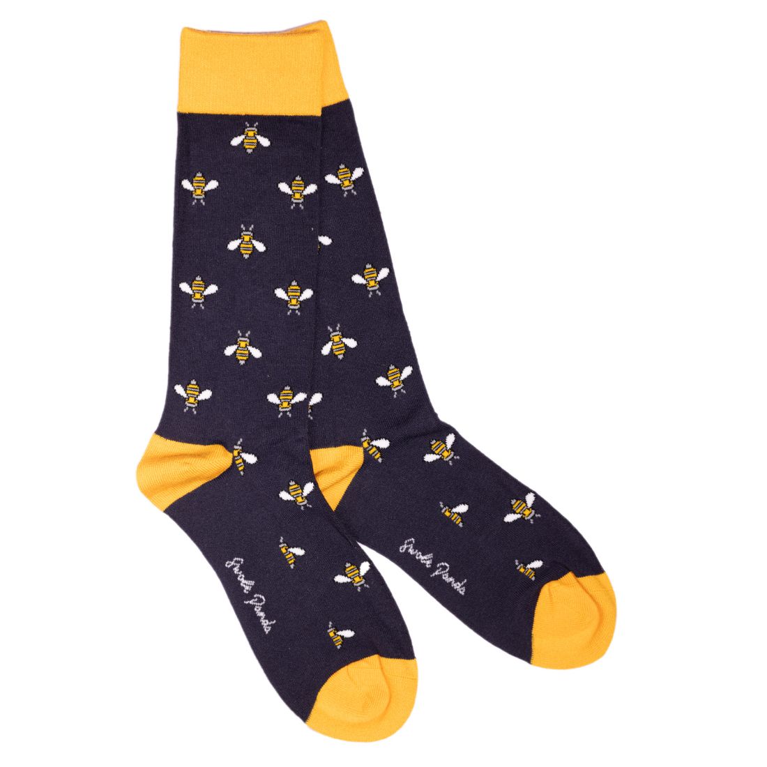 Swole Panda Navy Bumblebee Bamboo Socks – Comfort Cuff Diabetic Friendly