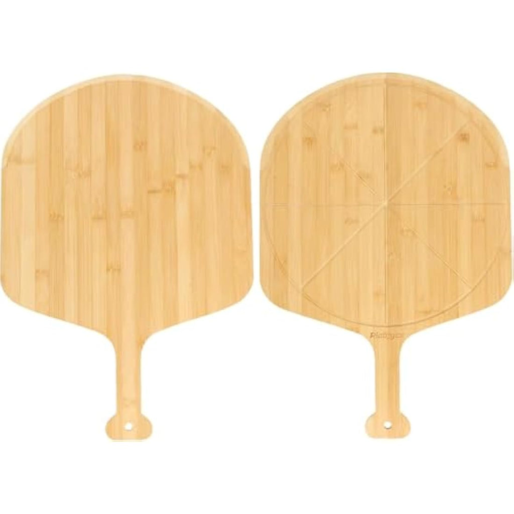14" Bamboo Pizza Cutting Board – 2 Pack Double-Sided Peel