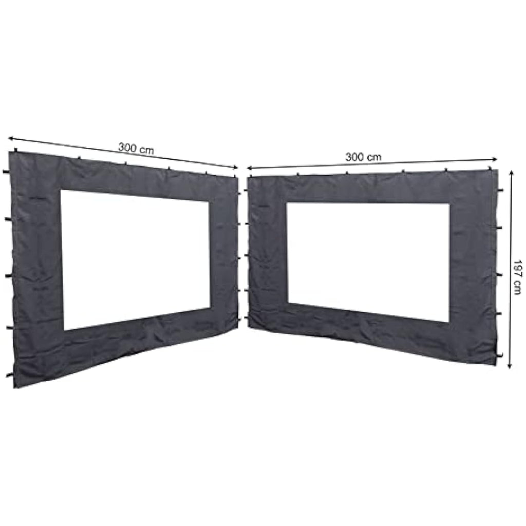 Quick Star Gazebo Sidewalls with PE Window - 2 Pcs Anthracite 3x3m